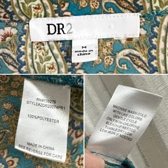 DR2 by Daniel Rainn Multicolor Paisley V-Neck Ruffle Top Women’s Size Medium - Picture 14 of 14